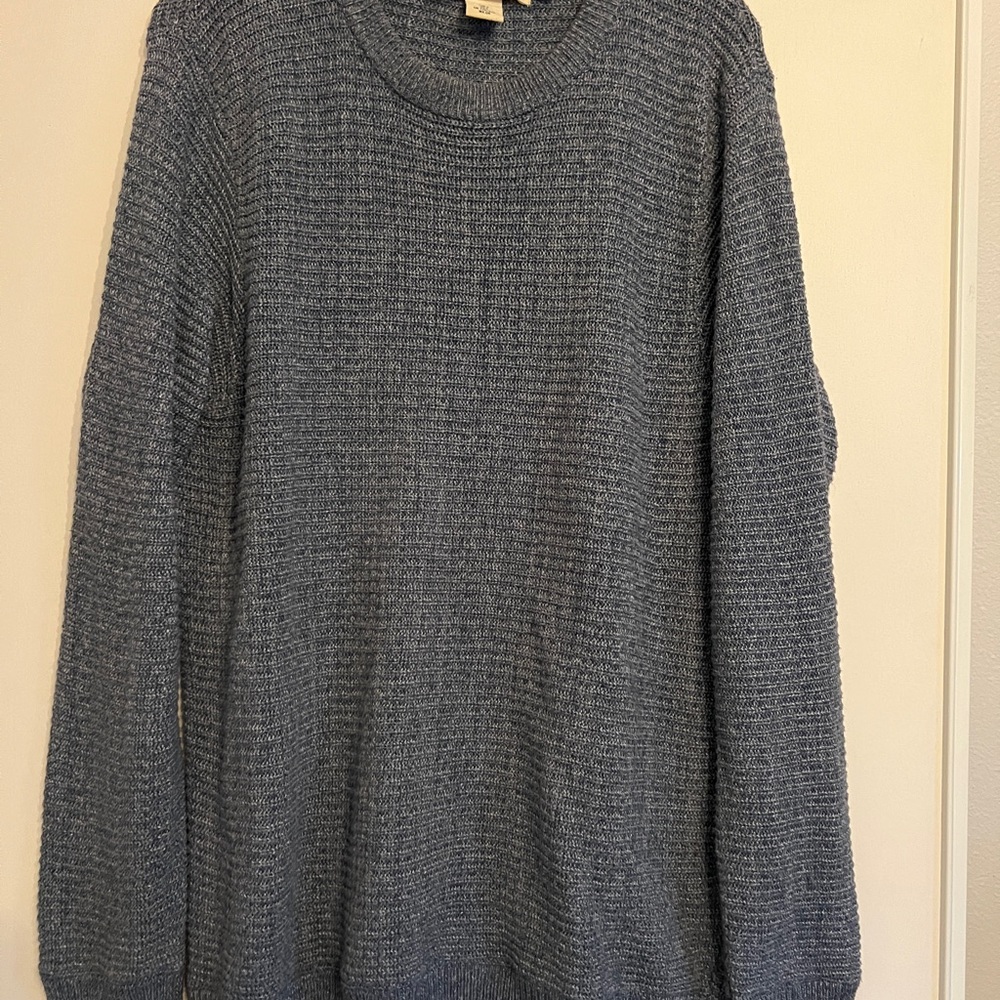 H&M Blue Crewneck Sweater with Textured Knit